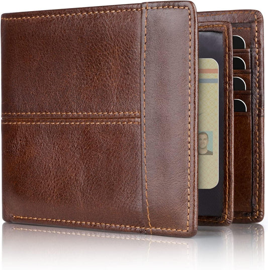 Premium RFID-Blocking Leather Bifold Wallet for Men - SlimArmor