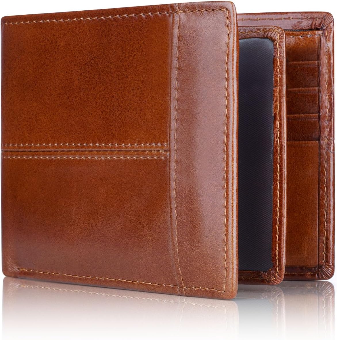 Premium RFID-Blocking Leather Bifold Wallet for Men - SlimArmor