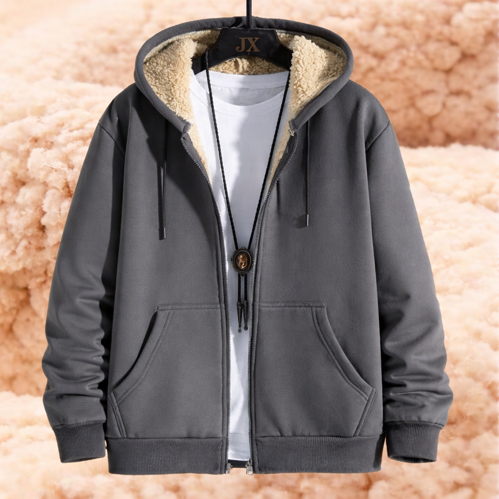 Regular-Fit Lined Hooded Zip-Up Jacket