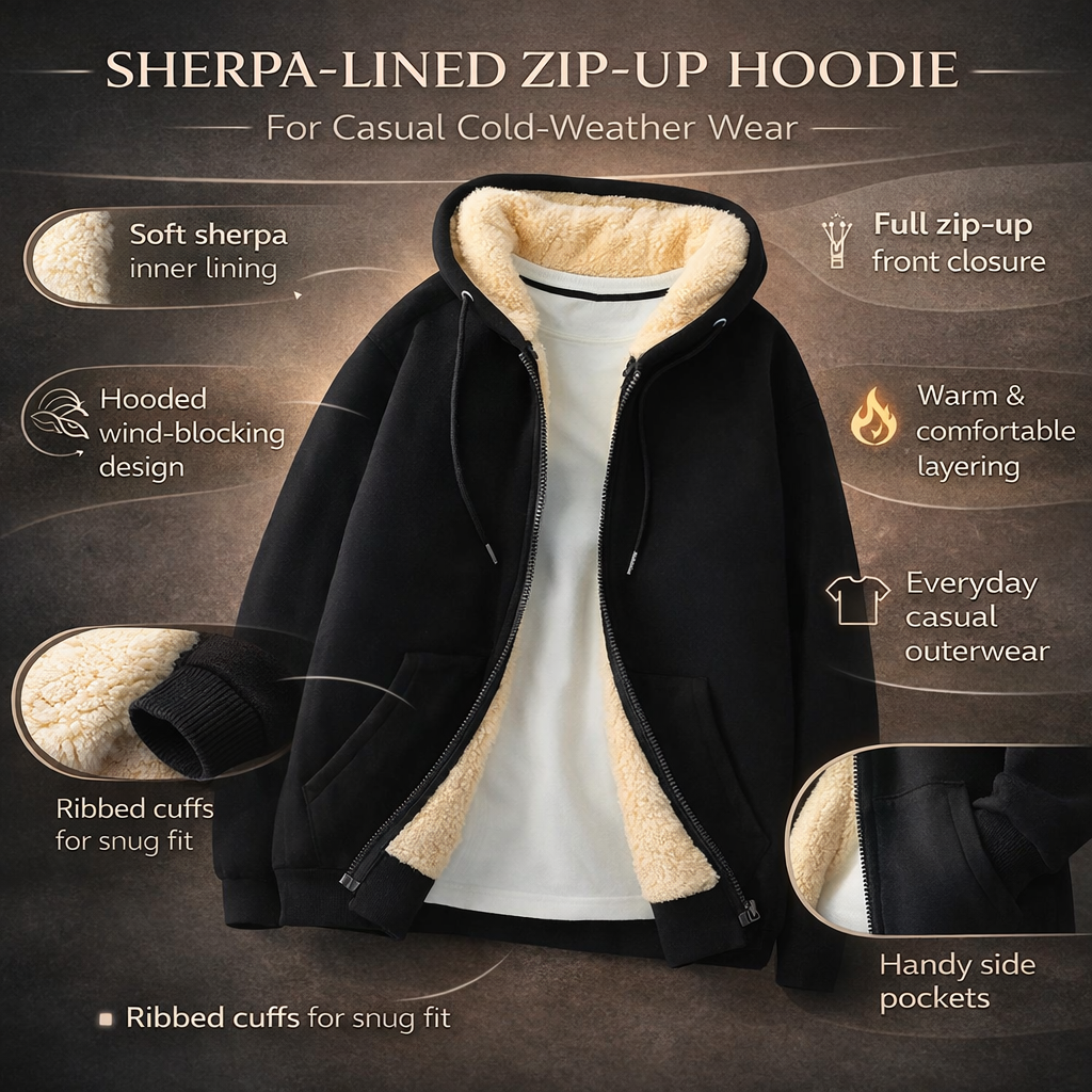 Regular-Fit Lined Hooded Zip-Up Jacket