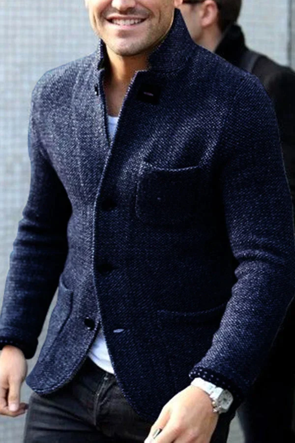 Retro Blazer with Buttoned Design and Pockets