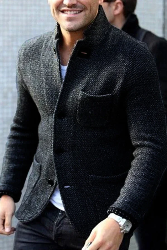 Retro Blazer with Buttoned Design and Pockets