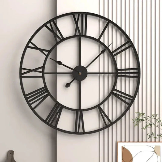 Retro Metal Roman Numeral Wall Clock