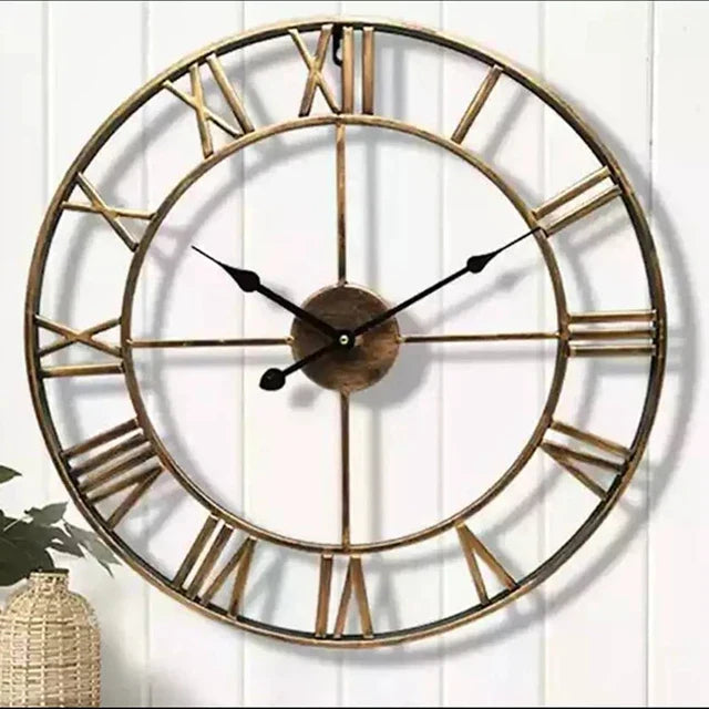 Retro Metal Roman Numeral Wall Clock