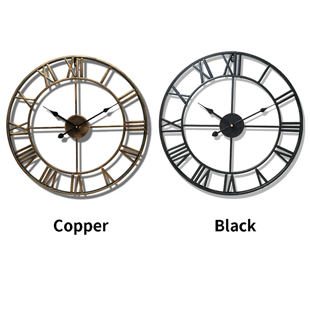 Retro Metal Roman Numeral Wall Clock