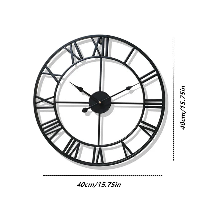 Retro Metal Roman Numeral Wall Clock