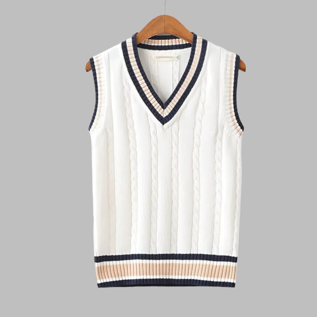Retro Preppy Style Striped Sleeveless Sweater Vest