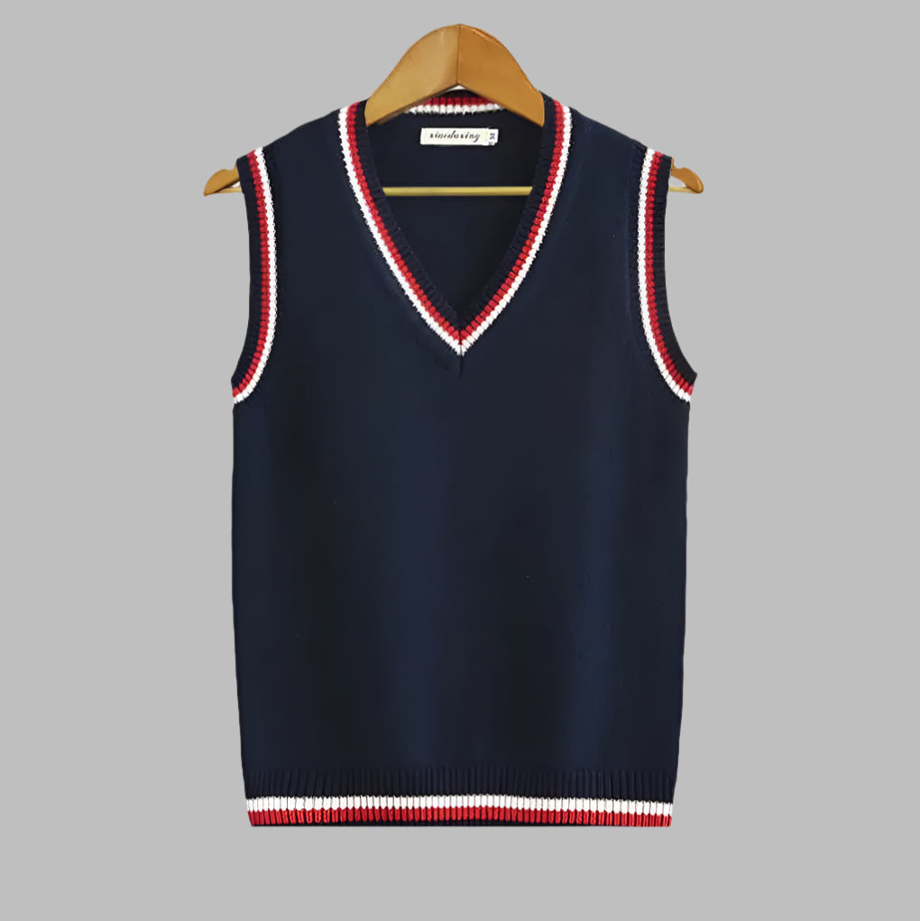 Retro Preppy Style Striped Sleeveless Sweater Vest