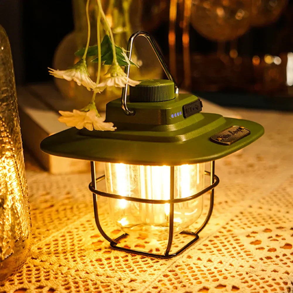 Retro Rechargeable LED Camping Lantern - NostalgiaGlow