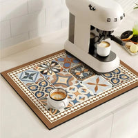 Retro Tile Design Absorbent Coffee Mat