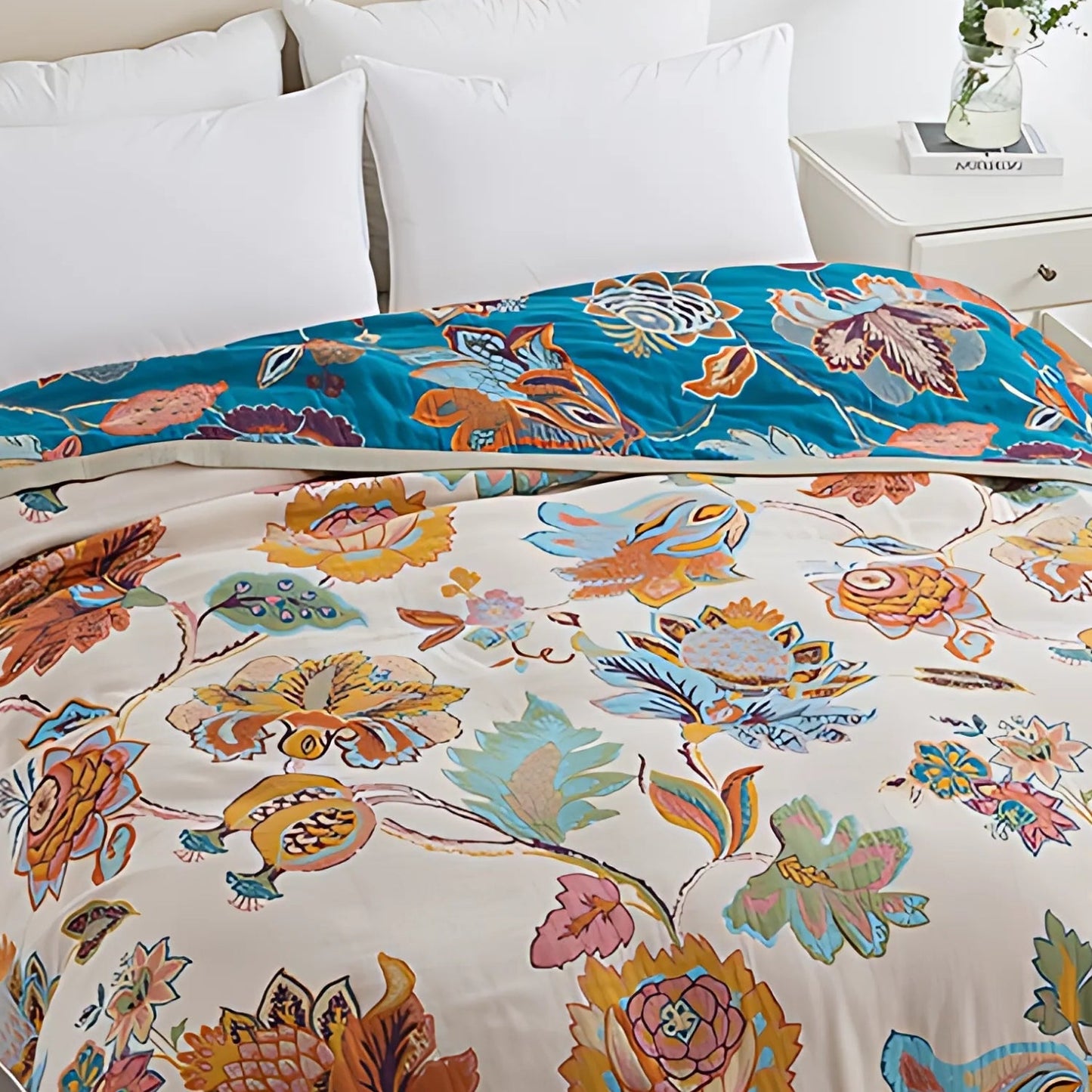 Reversible Floral Cotton Blanket