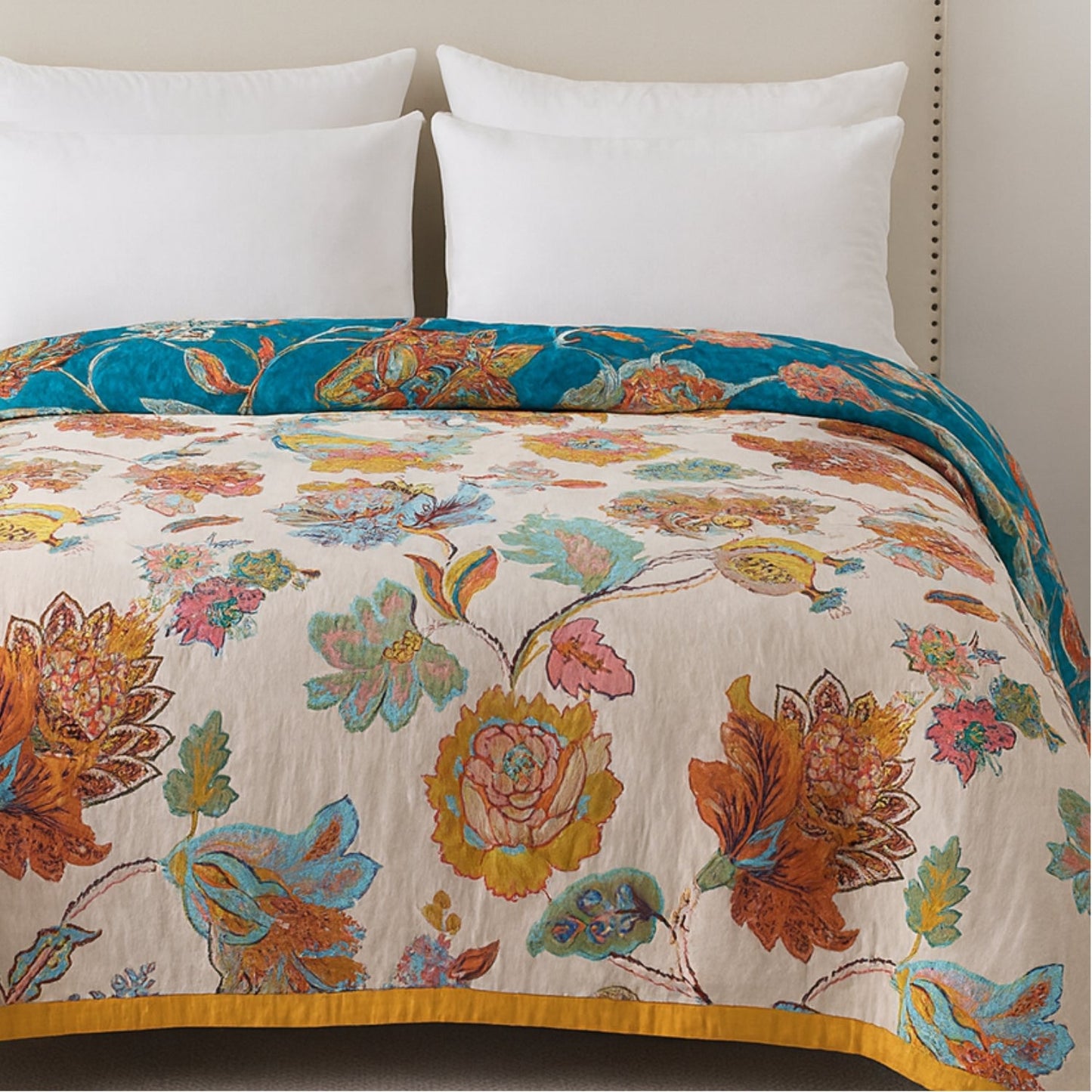 Reversible Floral Cotton Blanket