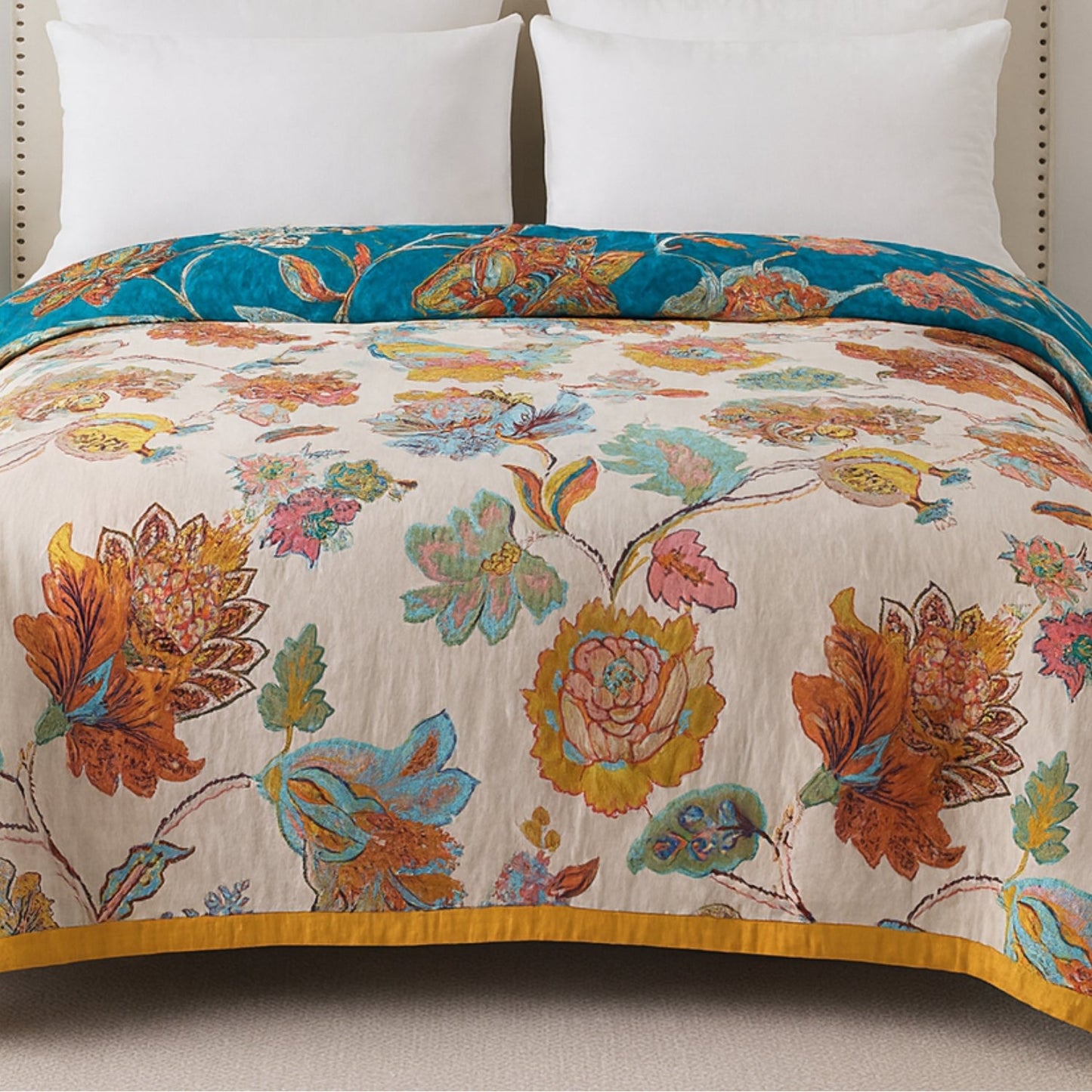 Reversible Floral Cotton Blanket