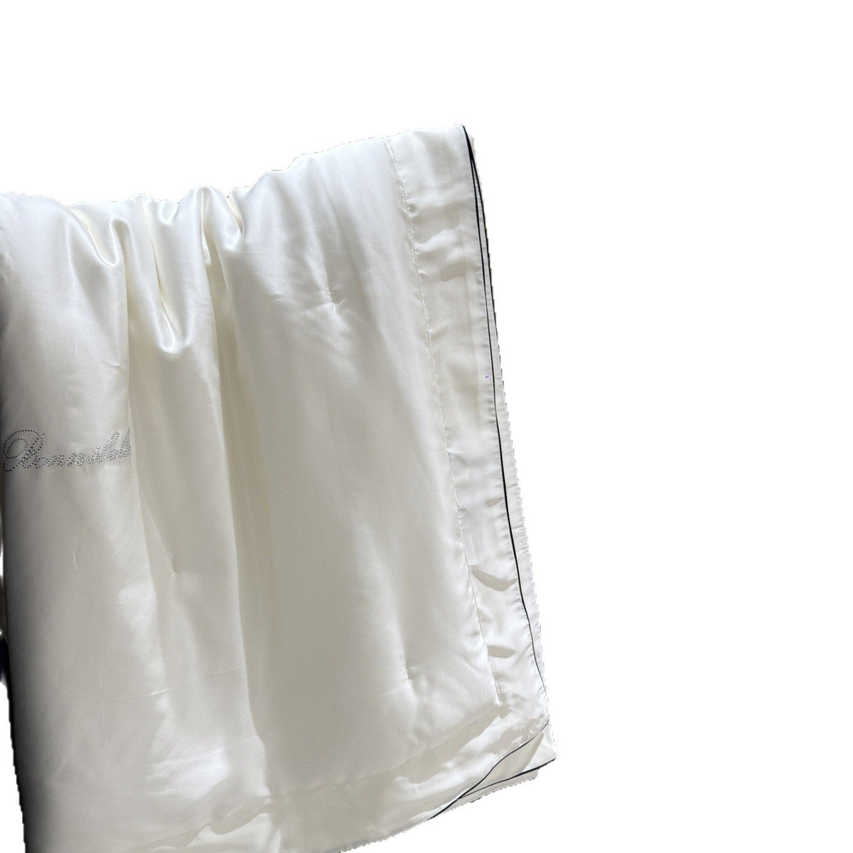 Reversible Silky Satin Duvet Cover with Rhinestone Logo