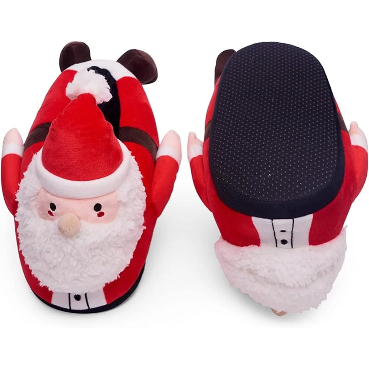 Santa Claus Slippers - Plush Slippers in Cheerful Santa Design