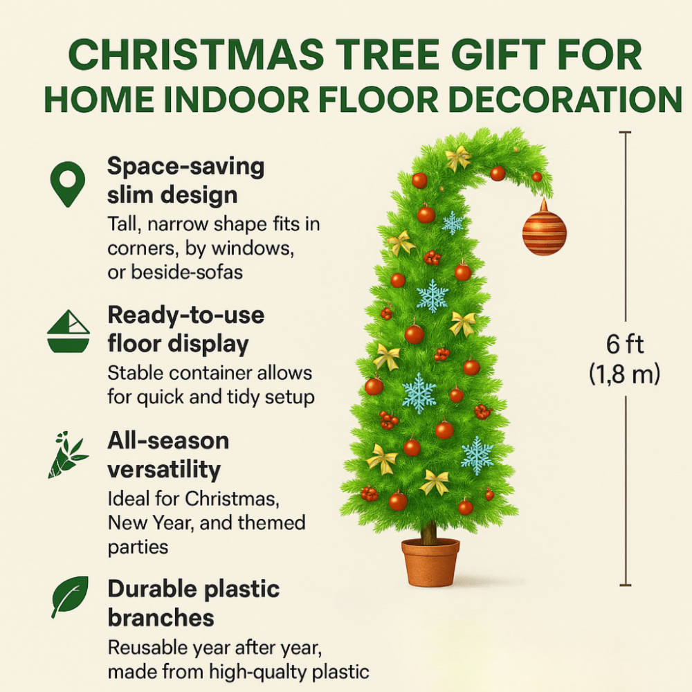 Slim Artificial Christmas Tree – Compact Vertical Profile