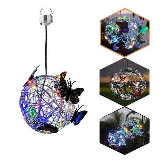Solar Lighted Mesh Butterfly Orb