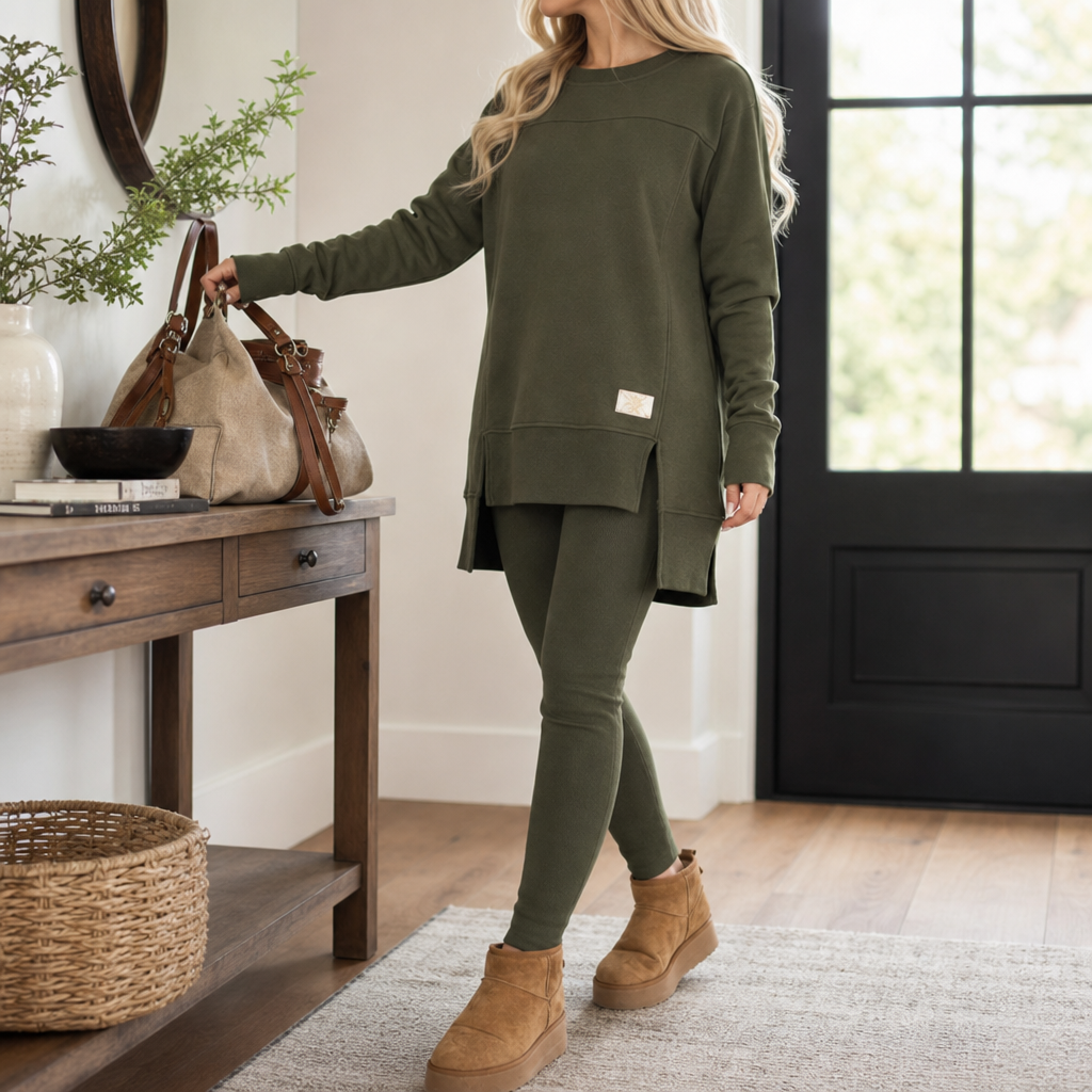 Split Sleeve Top and Pants Set