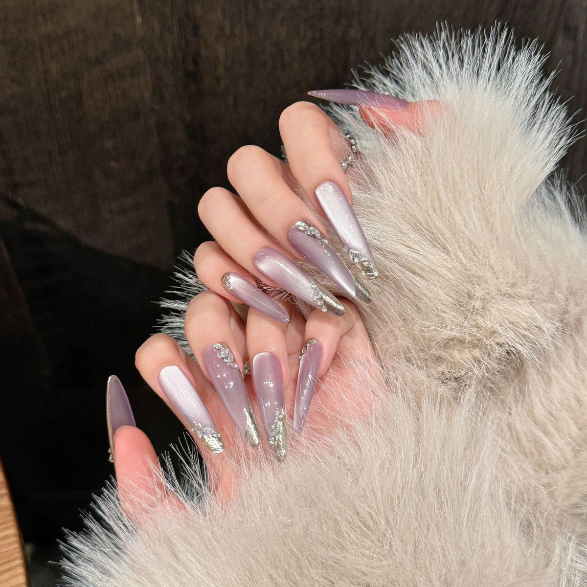 Stiletto Press-On Nail Set with Glittering Accents