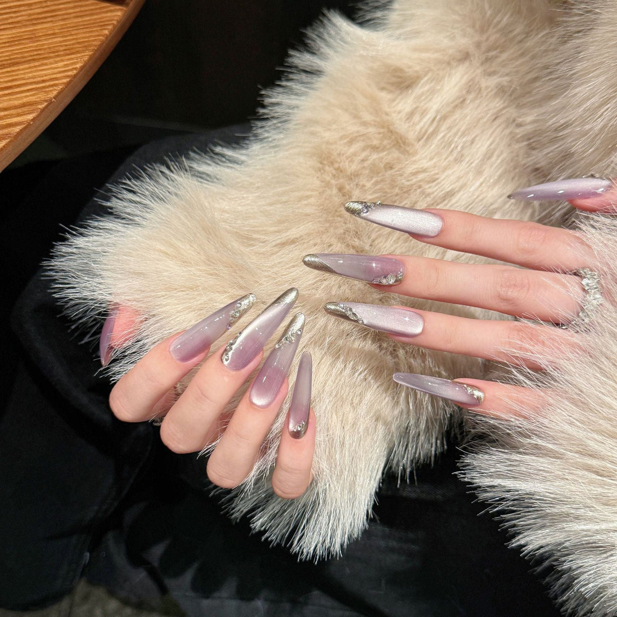 Stiletto Press-On Nail Set with Glittering Accents