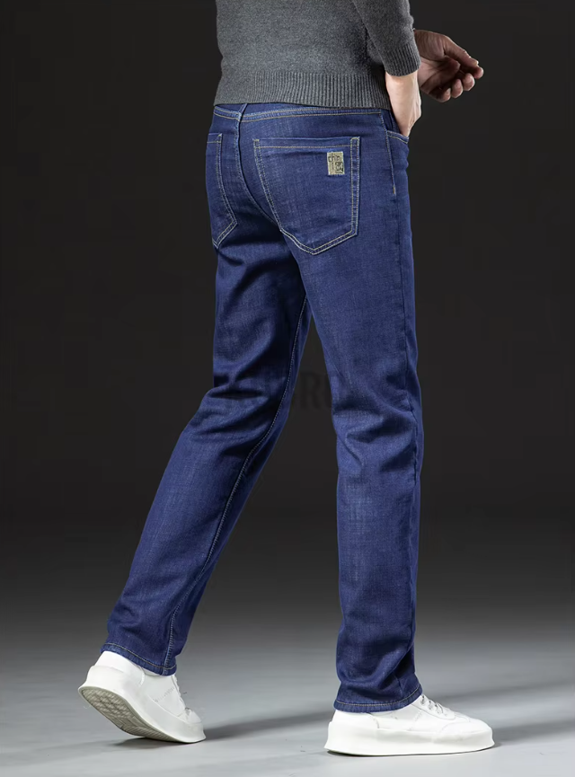 Straight Men's Pants in Lamb Leather Denim Style
