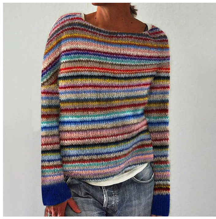 Stylish Knit Sweater with Round Neck