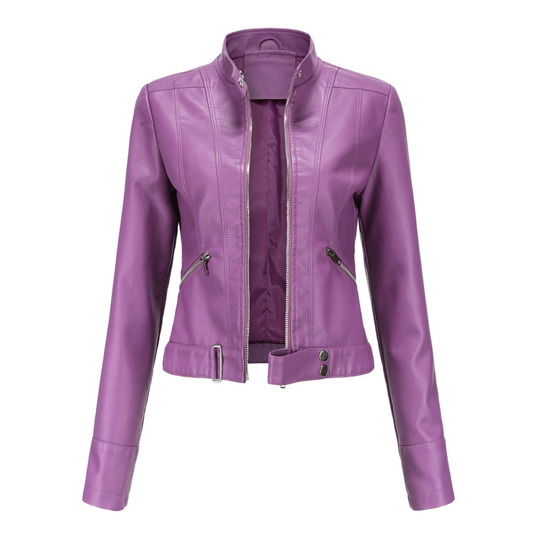 Stylish Women's Leather Jacket with Classic Design