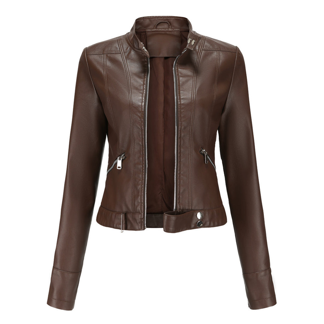 Stylish Women's Leather Jacket with Classic Design