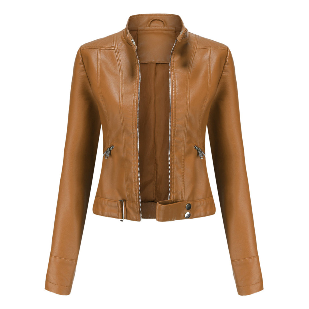 Stylish Women's Leather Jacket with Classic Design