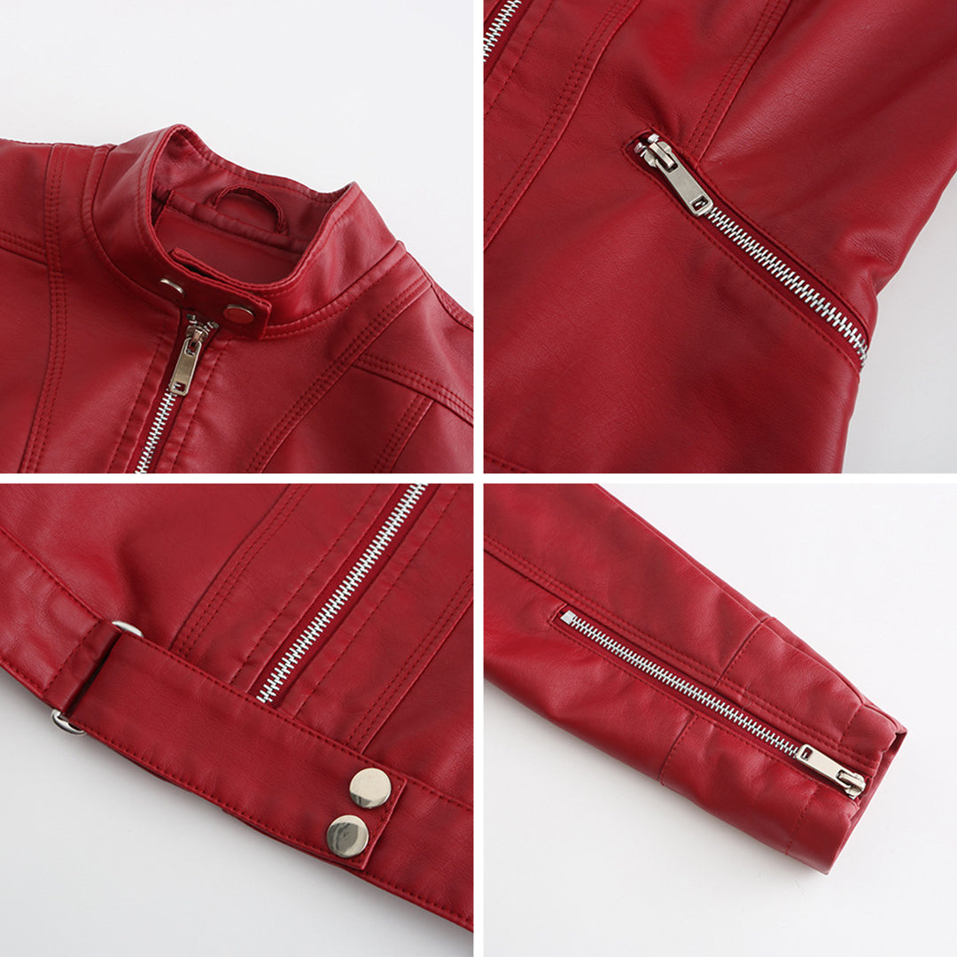 Stylish Women's Leather Jacket with Classic Design