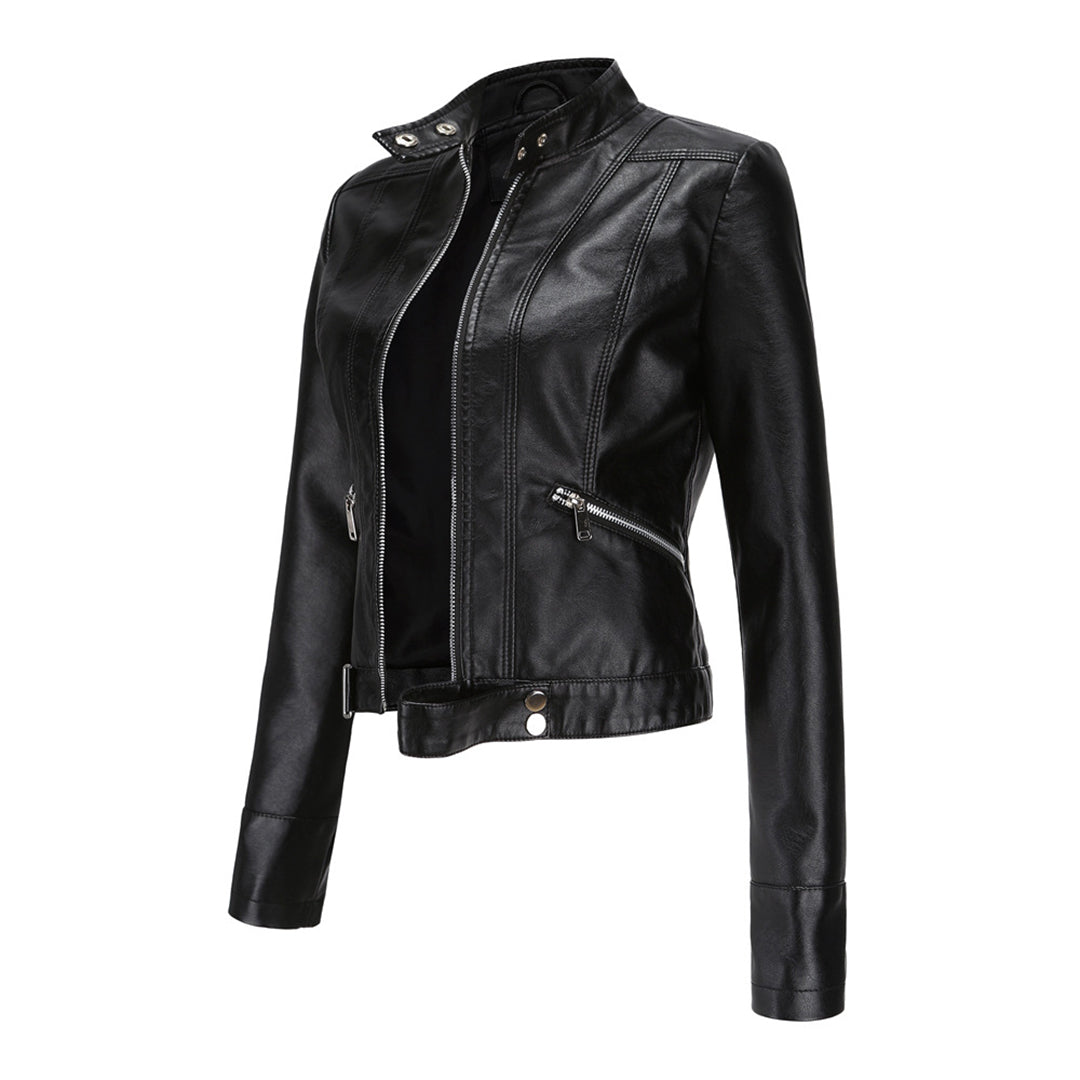 Stylish Women's Leather Jacket with Classic Design