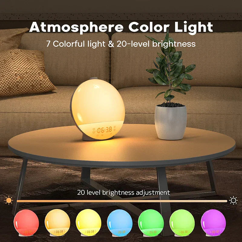 Sunrise Alarm Clock with FM Radio, Dual Alarm Clock, Night Light and 15 Color Options – Wake Up Light for Gentle Mornings