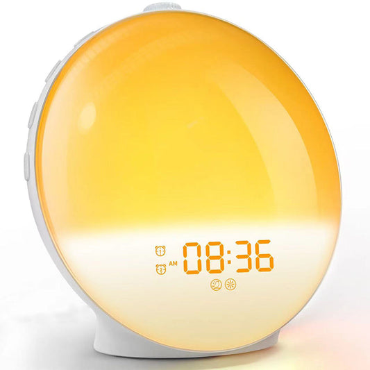 Sunrise Alarm Clock with FM Radio, Dual Alarm Clock, Night Light and 15 Color Options – Wake Up Light for Gentle Mornings