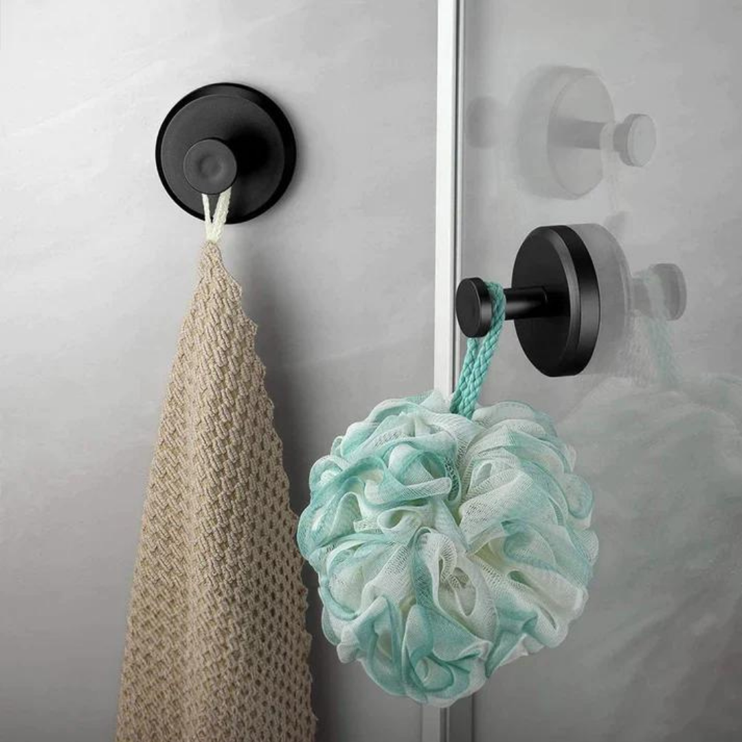 Twist-Lock Suction Hooks for Bathroom & Kitchen (2-Pack)