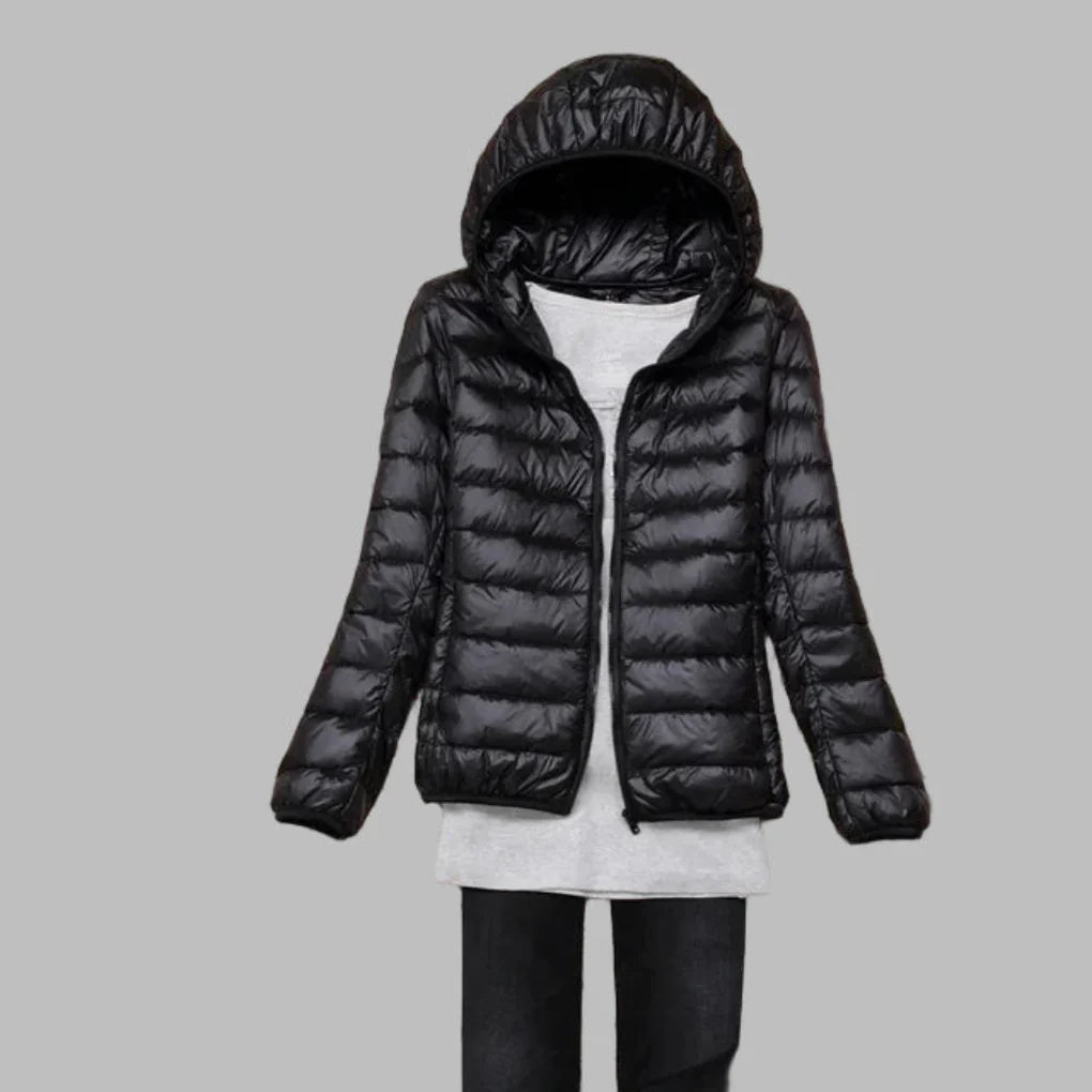 Ultra-Lightweight Packable Women's Hooded Down Jacket