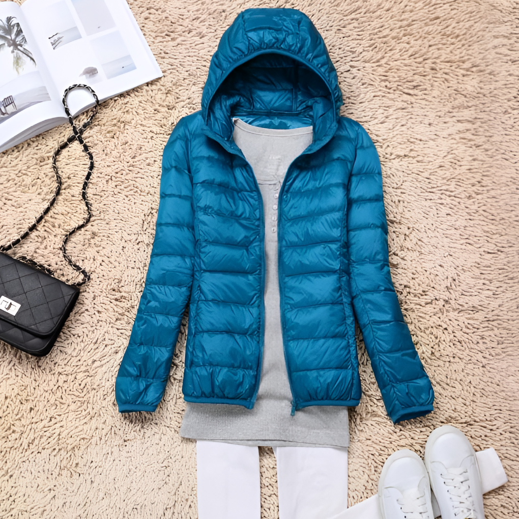 Ultra-Lightweight Packable Women's Hooded Down Jacket