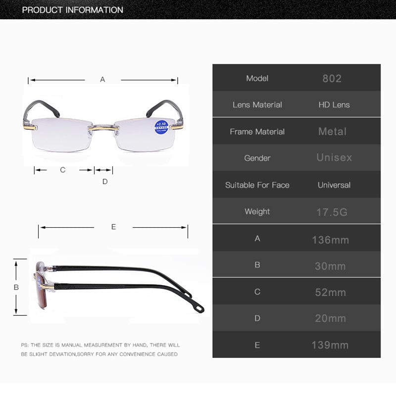 Unisex Multifocal Anti-Blue Light Reading Glasses