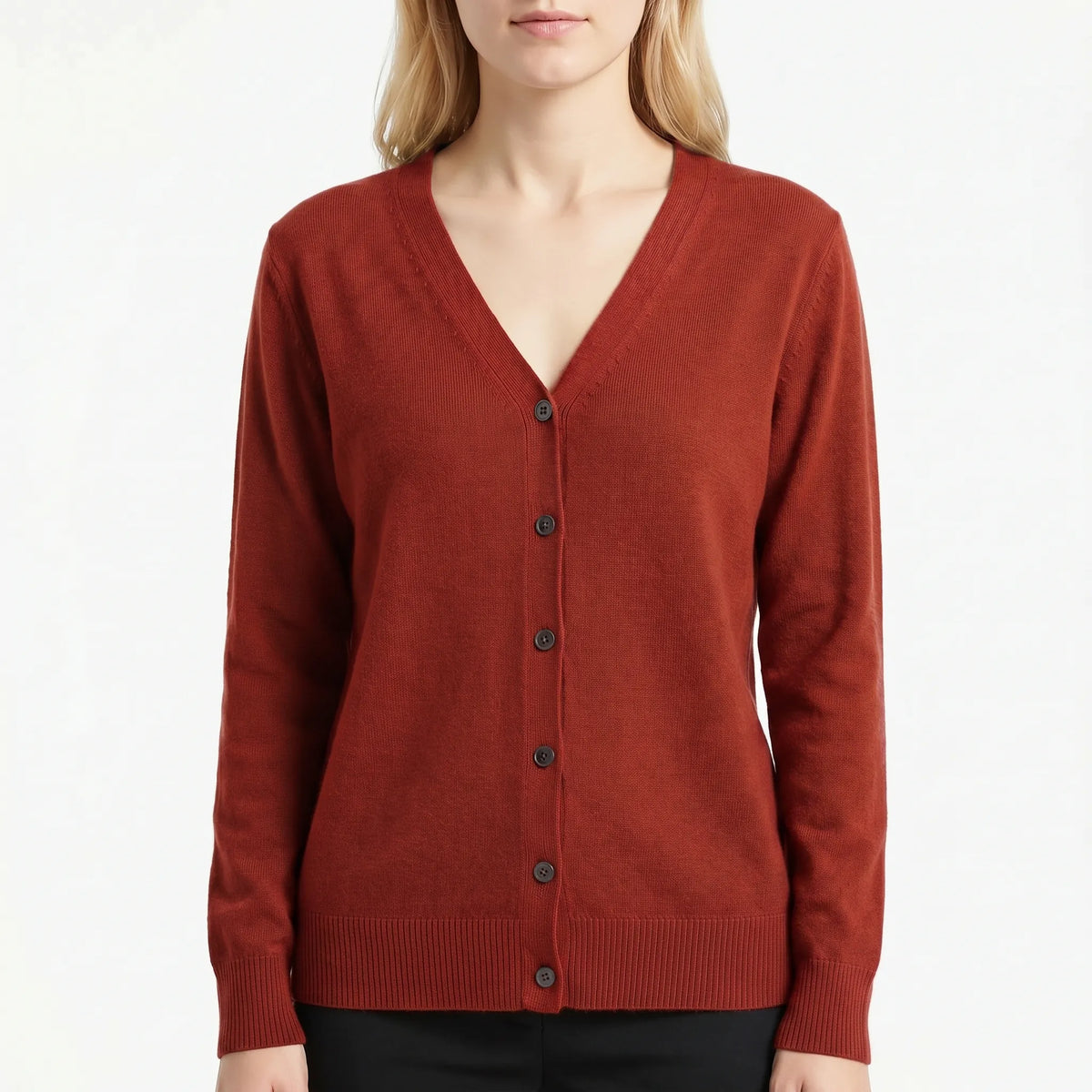 V-Neck Buttoned Knit Cardigan