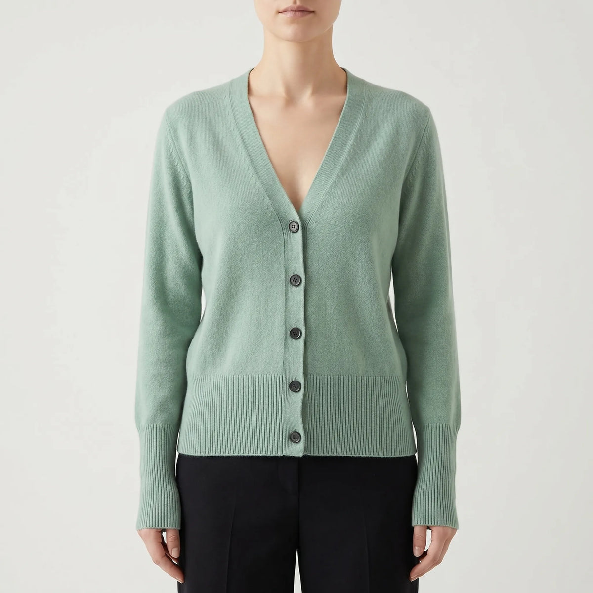 V-Neck Buttoned Knit Cardigan