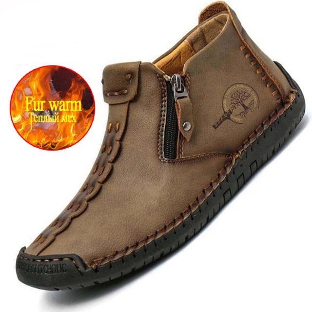 Vintage Hand-Stitched Ankle Boots for Men