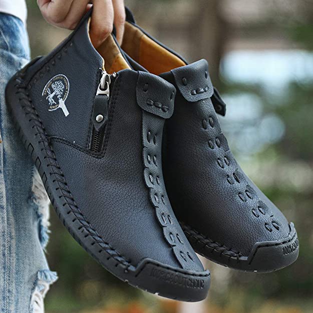 Vintage Hand-Stitched Ankle Boots for Men
