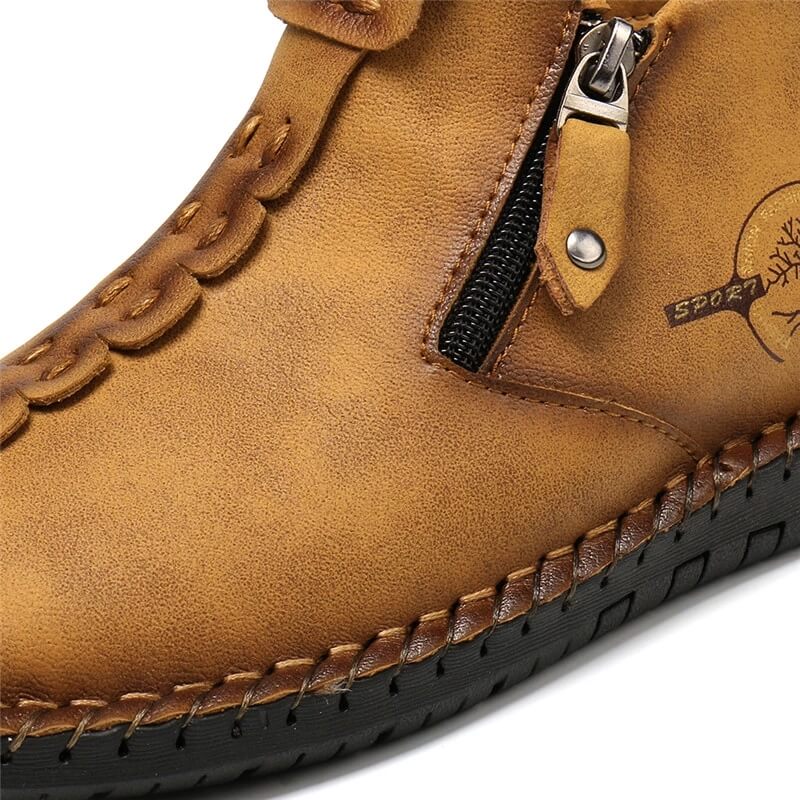 Vintage Hand-Stitched Ankle Boots for Men