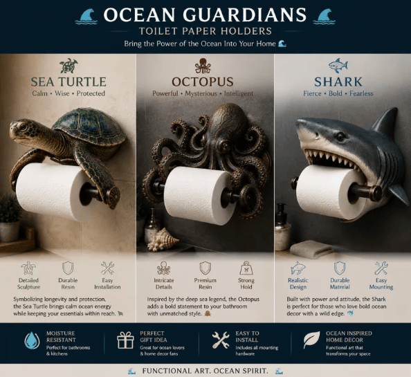 Wall-Mounted Animal Toilet Paper Holder Series | Functional Bathroom Decor