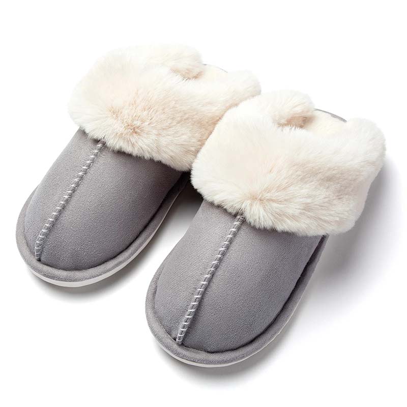 Warm-lined slippers with soft lining and non-slip sole