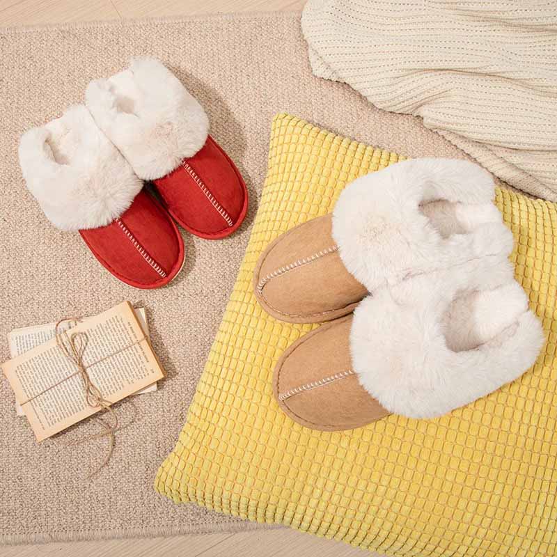 Warm-lined slippers with soft lining and non-slip sole
