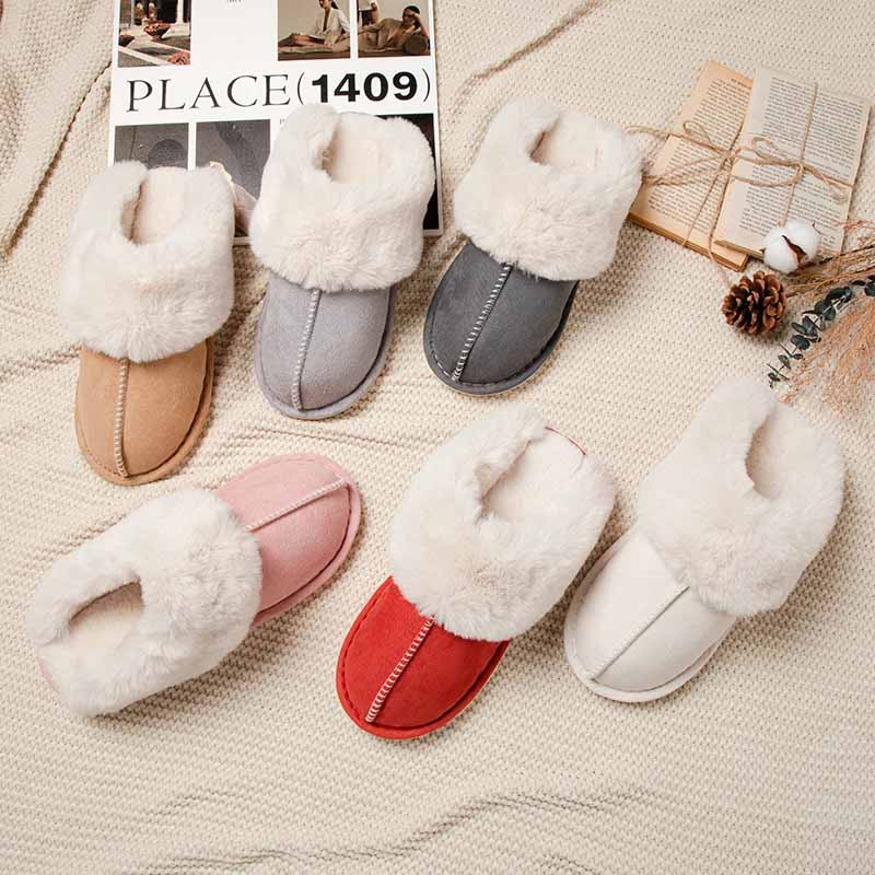 Warm-lined slippers with soft lining and non-slip sole