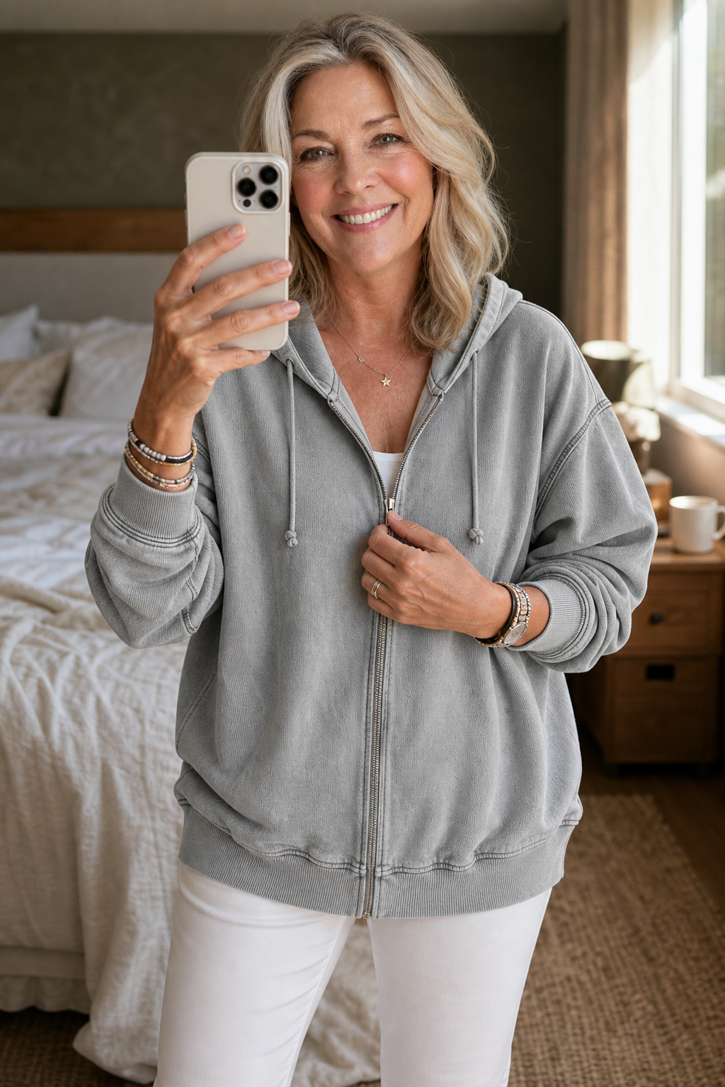 Washed Relaxed Zip-Up Hoodie