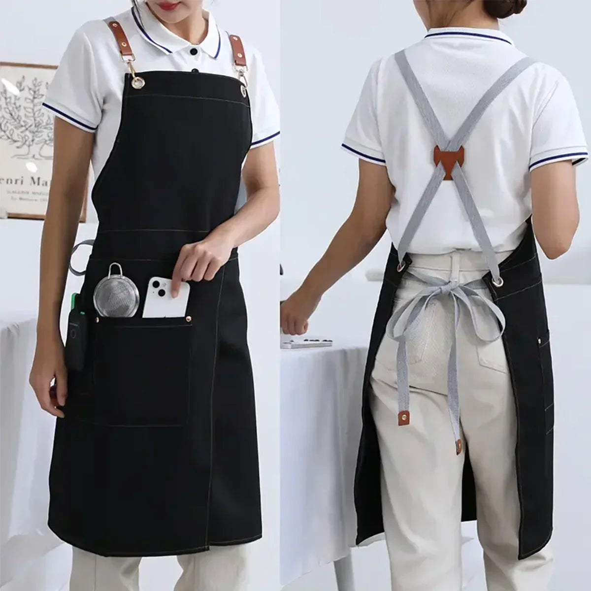 Waterproof Canvas Split-Leg Apron with Pockets
