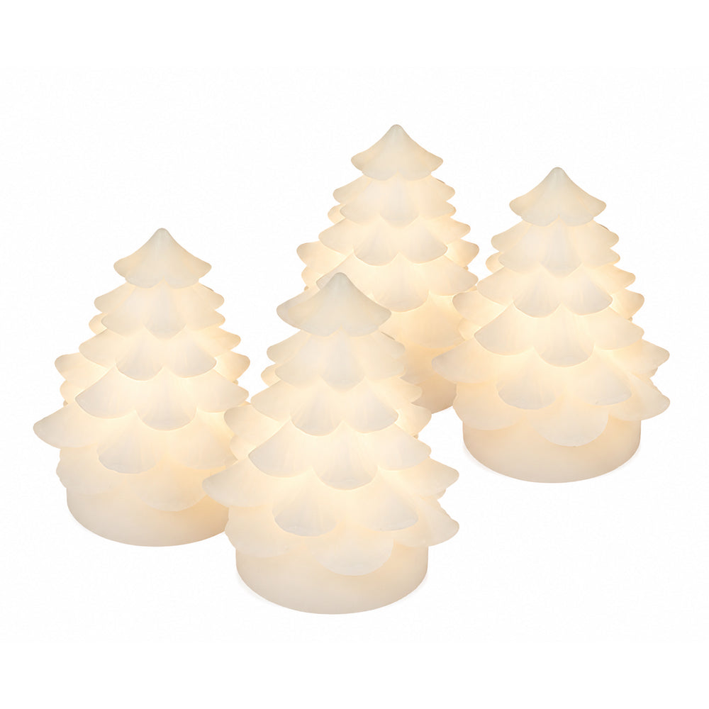 White Christmas Tree LED Wax Candles - 7 cm - 4-Pack