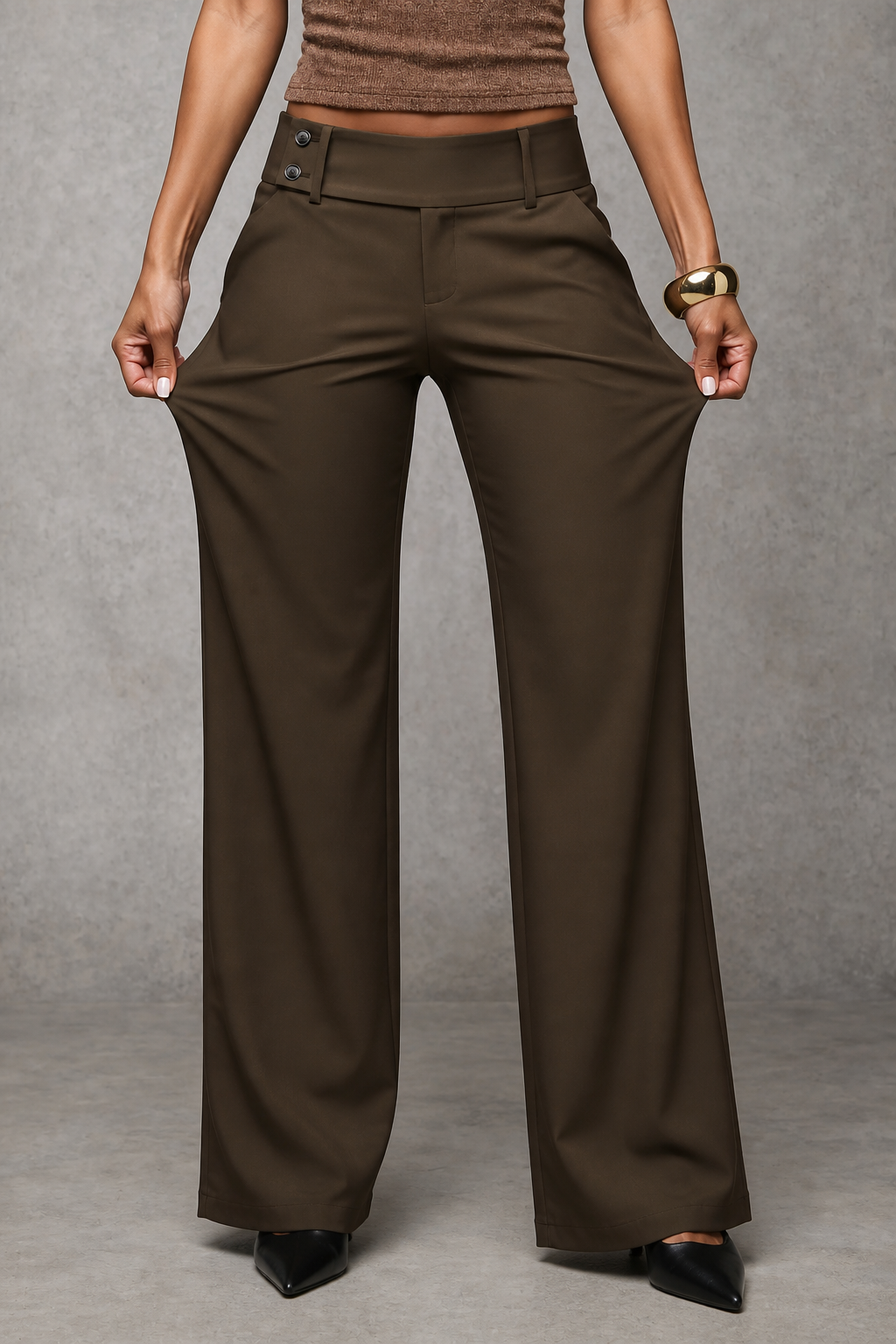 Wide-Leg High-Waisted Dress Trousers